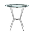 thumbnail image 4 of Benjara Jake 3 Piece Counter Height Dining Table Set, Round Glass Top, Gray, Chrome, 4 of 6