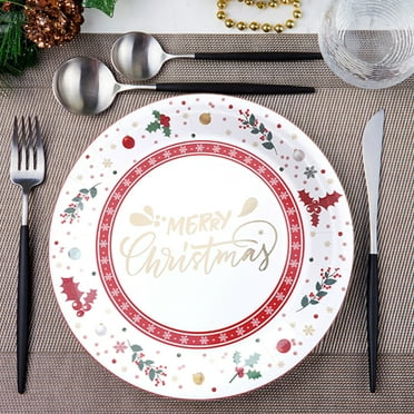 YIMWNYI 10Pcs Christmas Theme Party Disposable Paper Plates, Stamped Snowflakes, Party Tableware, Bulk Pack for Festive Occasions, Easy Clean-up, Durable Paper Plates