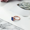 thumbnail image 4 of Gem Stone King 5.59 Ct Blue Created Sapphire White Created Sapphire 18K Rose Gold Plated Silver Ring (Size 5), 4 of 6