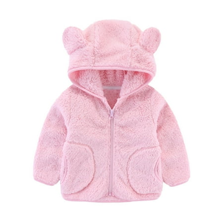 

nsendm Two Sided Jacket Boys Girls Kids Warm Winter Jackets Baby Fleece Sweatshirt Flannel Coats Kids Coat Size 10 Pink 1-2 Years