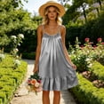 thumbnail image 4 of Admvng Satin Dress for Women Round Neck Backless Casual Summer Ruffle Hem Nightgown, 4 of 9