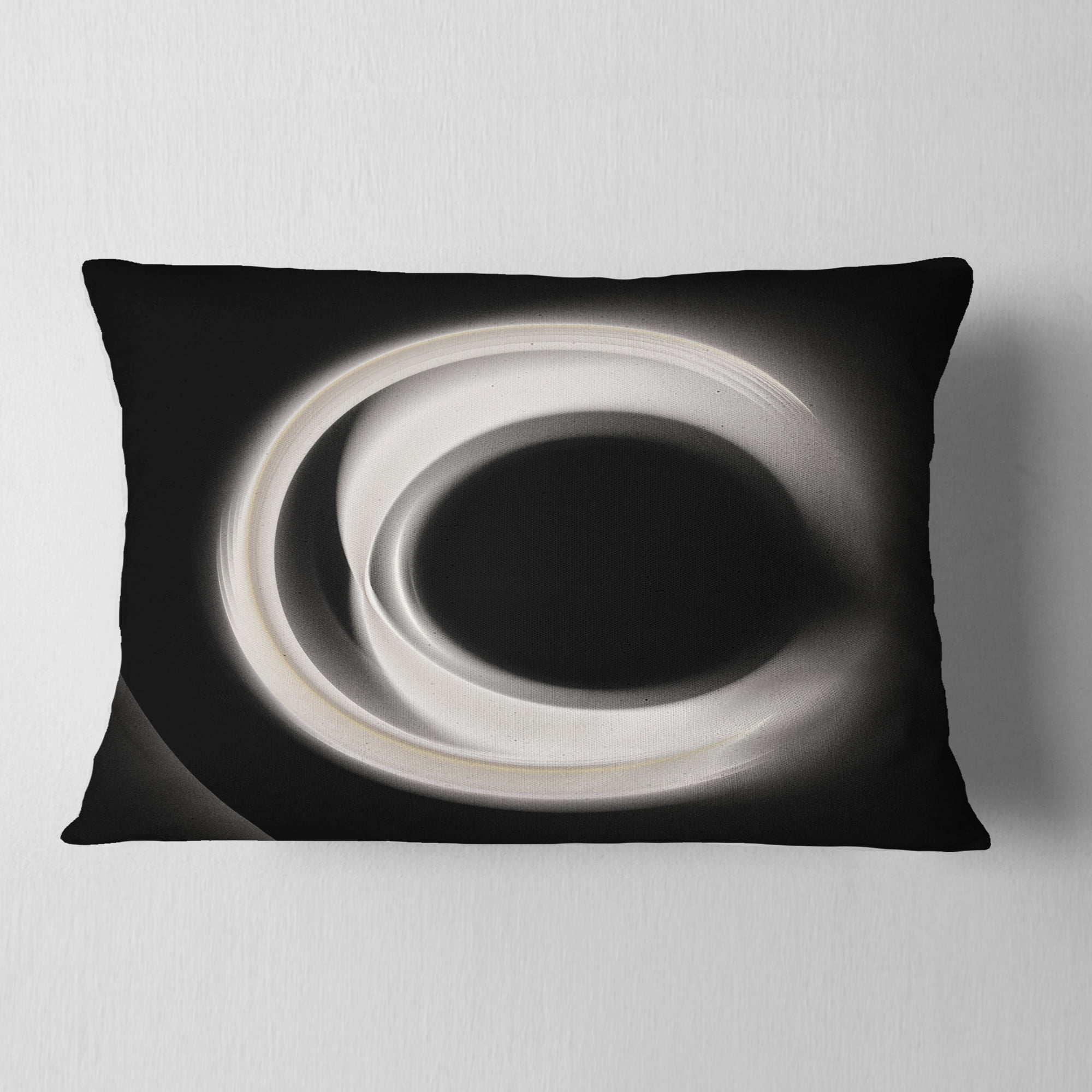 Designart Fractal White on Black Background - Abstract Throw Pillow - 12x20