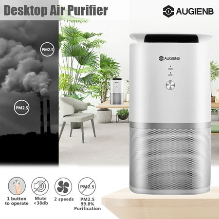 AUGIENB Desktop Air Purifiers with True HEPA Filter, 2 Speeds Touch Control and Quiet Operation for Allergies and Asthma,Captures Allergens, Smoke, Odors, Mold, Dust, Germs,