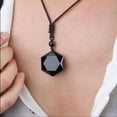 thumbnail image 2 of Collar de Obsidiana MADIOLA Estrella Hexagonal Piedra Natural Cordon Cafe, 2 of 6