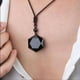 thumbnail image 2 of Collar de Obsidiana MADIOLA Estrella Hexagonal Piedra Natural Cordon Cafe, 2 of 6