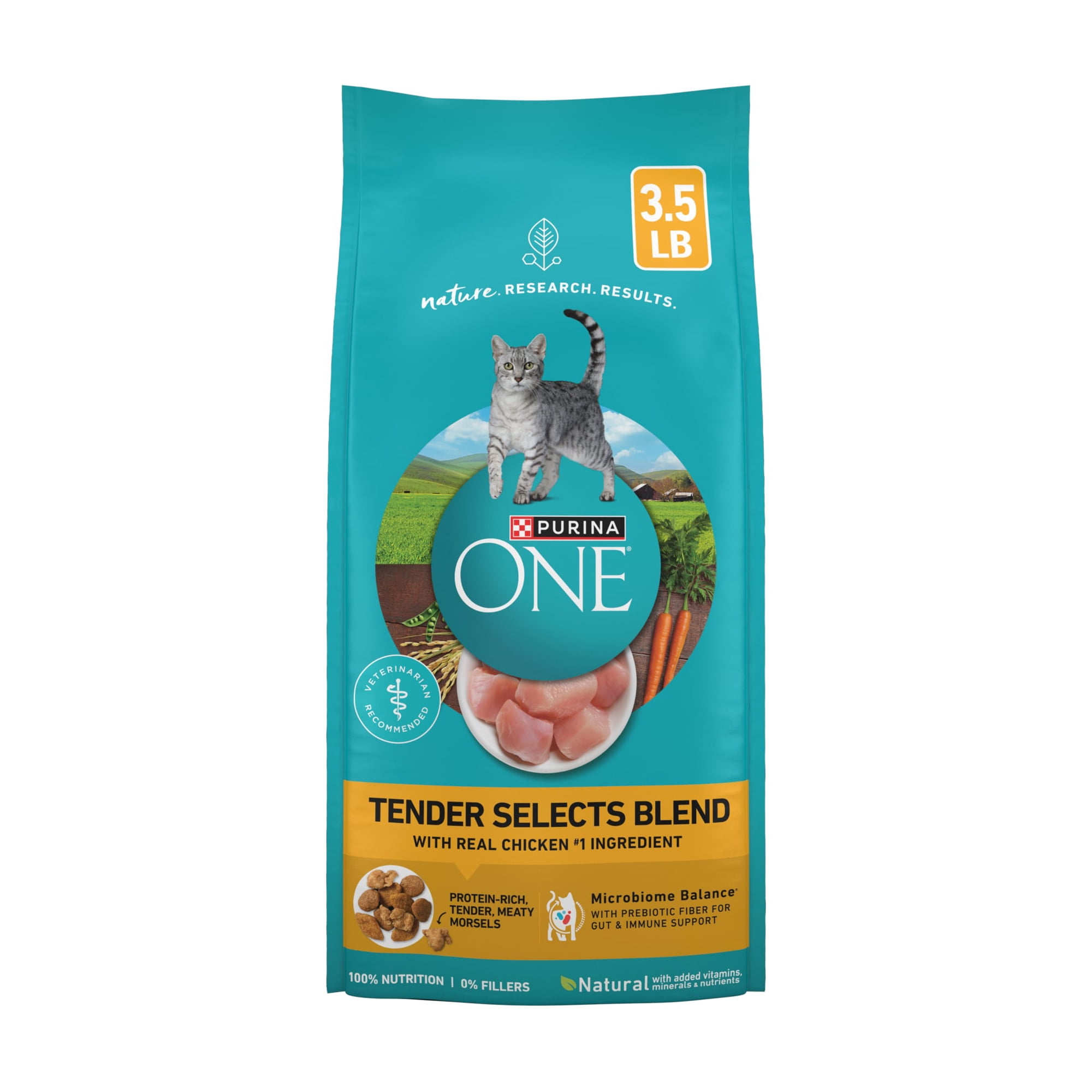 Purina ONE Tender Selects Blend With Real Chicken Digestive Natural Dry Cat Food, 3.5 lb, 4 Pack