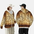 thumbnail image 6 of Kll Vintage Map Of The World Print Men'S Women’s Upf 50+ Sun Protection Outdoor Hoodie Jacket Long Sleeve Fishing Hiking Performance Shirt- Medium, 6 of 8