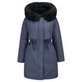 thumbnail image 3 of Women's Mid-Length Parka, Belted Waist Faux Fur Collar Jacket, Thickened Fleece Lined Winter Coat, Casual Winter Outerwear, Plus Size Winter Jacket Black L, 3 of 8