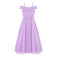 thumbnail image 4 of Kaerm Kids Girls Adjustable Spaghetti Strap Chiffon Dress Elegant Sleeveless Off Shoulder A-Line Lavender 10, 4 of 5