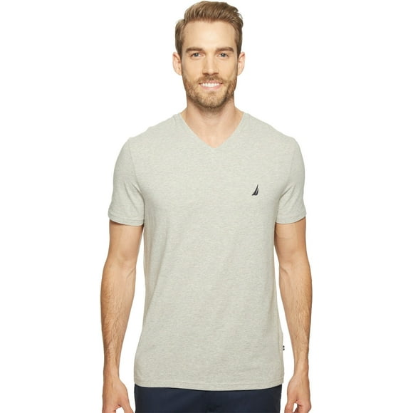 Camiseta Nautica de manga corta lisa y corte ajustado con cuello en V para hombre