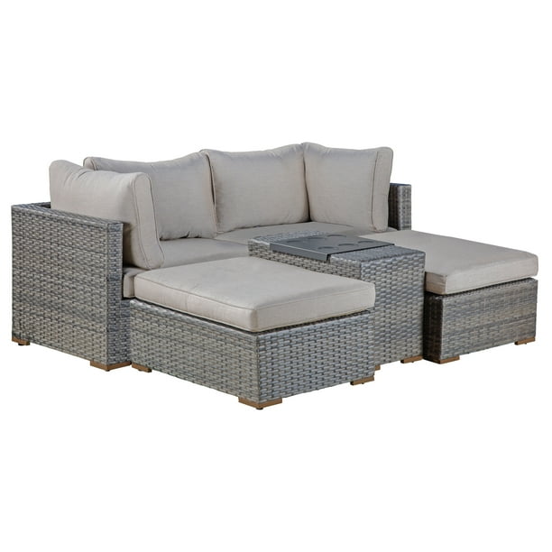 Allspace Sunbrella 5 Piece Modular Outdoor Wicker Patio Set, Lounge