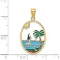 thumbnail image 4 of 14K Yellow Gold Enamel Dolphin Jumping In Beach Scene Charm - 30.65mm, 4 of 6