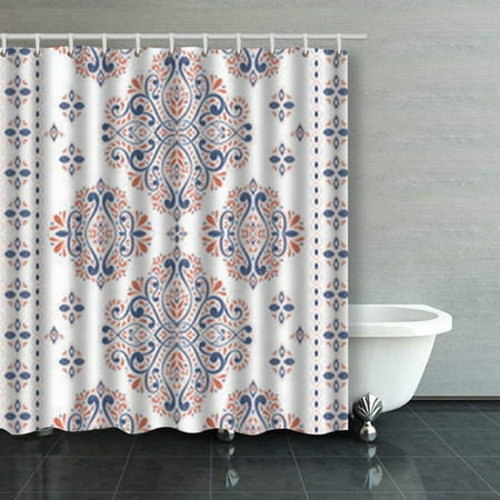ARTJIA Beautiful Blue Orange Floral Seamless Pattern ...