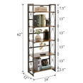 thumbnail image 7 of VECELO 2-Piece Bookshelf, Industrial Metal Freestanding 5-Shelf Folding Bookcase for Living Room, Bedroom, Kitchen, Office, No Assembly, Antique Brown, 7 of 7