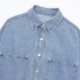 thumbnail image 5 of Wiyuqeen Womens Denim Shirts Oversized Long Sleeve Jean Jackets Comfy Boyfriend Jean Shacket with Pockets Trendy Button Down Shirts, 5 of 8