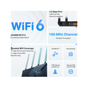 TP-Link AX3000 WiFi 6 Router (Archer AX55 Pro) - Multi Gigabit Wireless Internet Router, 1 x 2.5 Gbps Port, Dual Band, VPN Router, OFDMA, MU-MIMO, USB Port, WPA3, Compatible with Alexa