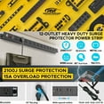 thumbnail image 2 of CRST Long Surge Protector Power Strip Mountable 12 Outlets with Flat Plug 15ft Long Extension Cord 2100J Metal Heavy Duty Industrial Power Bar for Workshops, Garages and Use Under Cabinet, Black, 2 of 9