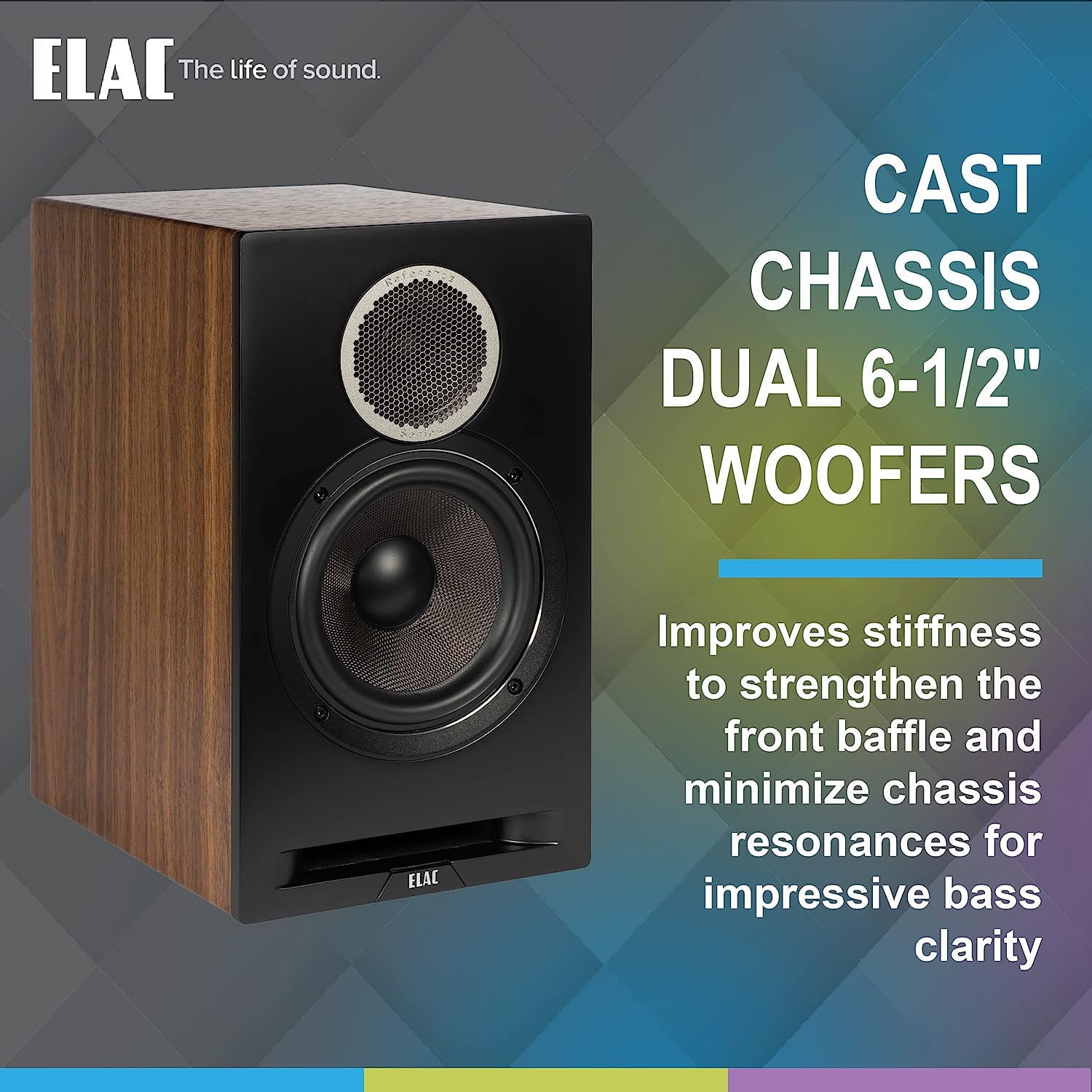 ELAC DBR62-BK Debut Reference Bookshelf Speaker Pair with a ELAC DCR52-BK Debut Reference Center Speaker with 5.25 Inch Woofers - Black/Walnut (2019)