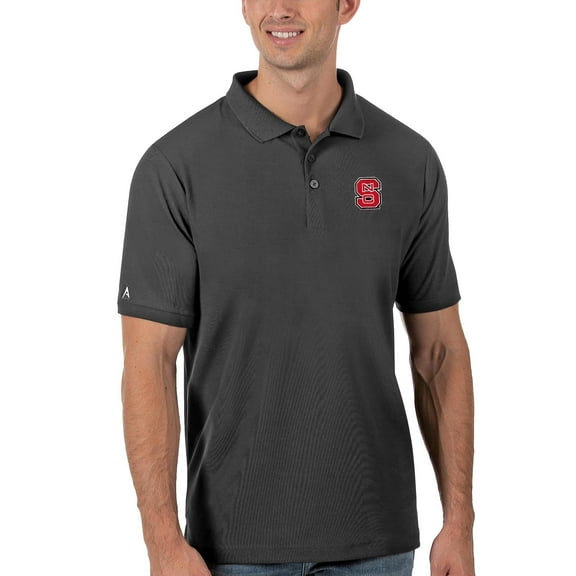 Men's Antigua Anthracite NC State Wolfpack Legacy Pique Polo