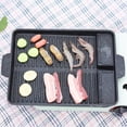 thumbnail image 4 of BBQ Grill Pan Plate Portable Non-Stick Coating Stove Cooker Tray Rectangle, 4 of 11