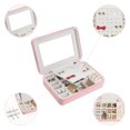 thumbnail image 3 of REGALWOVEN Travel Accessory Box with Mirror, Small Portable PU Leather Accessory Organizer Case Pink, 3 of 7