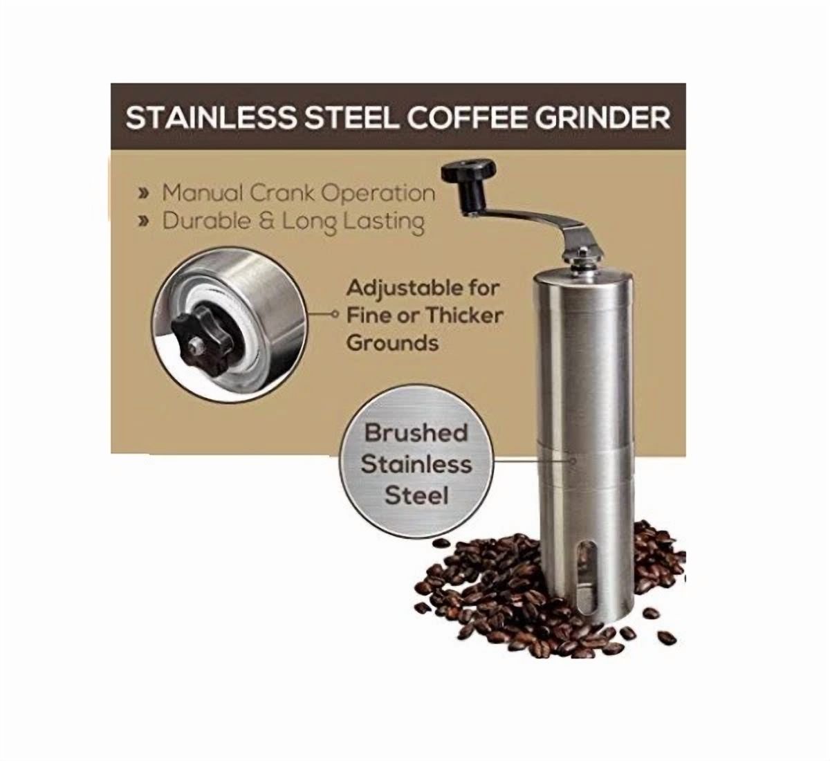 CRESTIN- Portable Manual Coffee Grinder Stainless Steel W/ Ceramic Burr Bean Mill