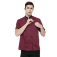 thumbnail image 4 of TOPTIE Short Sleeve Chef Coat Jacket Red Lightweight Button Chef Uniform, 4 of 9