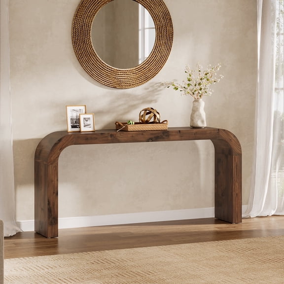 Ttibesigns Solid Wood Console Table, 70.87-Inch Farmhouse Sofa Table for Hallway, Living Room, Behind Couch