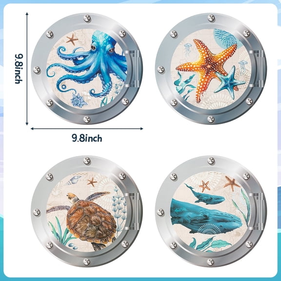 2ooya Magnetic Marine Animal Stickers for Fridge, 4-Pack
