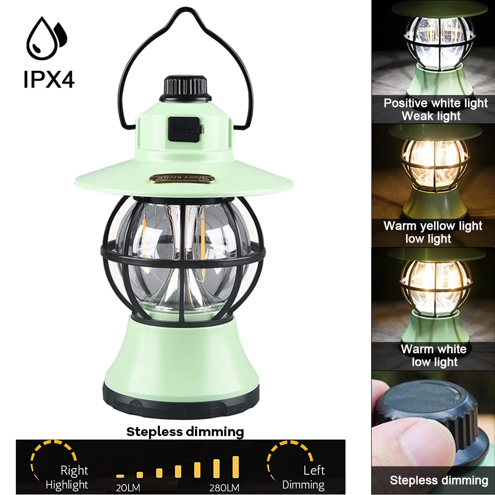 Camping Lantern, GIUGT LED Camping Lights with Power Bank, 3 Lighting  Colors and Dimmable Outdoor Camping Lamp, Rechargeable Portable Lantern  Lights with Foldable Handle for Hiking/Emergency, Green 