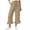 6# Khaki, variant on Women's Wide Leg Pants High Waist Ruffle Hem Casual Loose Cropped Trousers Pull On Solid Color Lightweight Daily Lounge Gray S