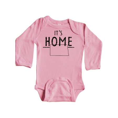 

Inktastic It s Home- State of North Dakota Outline Distressed Text Gift Baby Boy or Baby Girl Long Sleeve Bodysuit