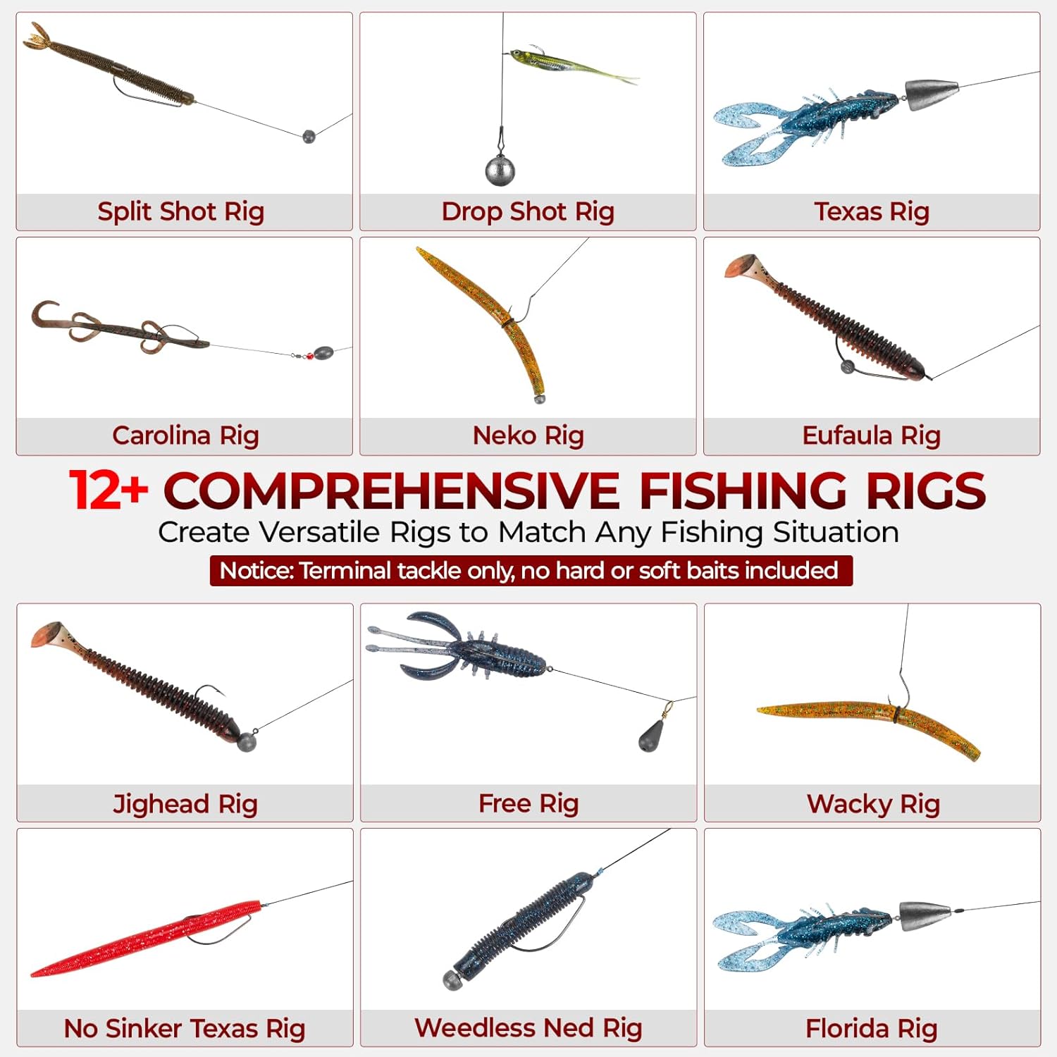 MadBite by KastKing 265pcs Compact Fishing Tackle Kit - Freshwater Hooks, Weights, Bobbers in Tackle Box, Fishing Gear Set