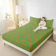 thumbnail image 4 of jejeloiu Green Brown Buffalo Bed Sheets,Modern Abstract Geometric King Sheets,Classic Checkered Sheet Set For Boys Kids,Luxury Bedroom Decor,4pcs, 4 of 7