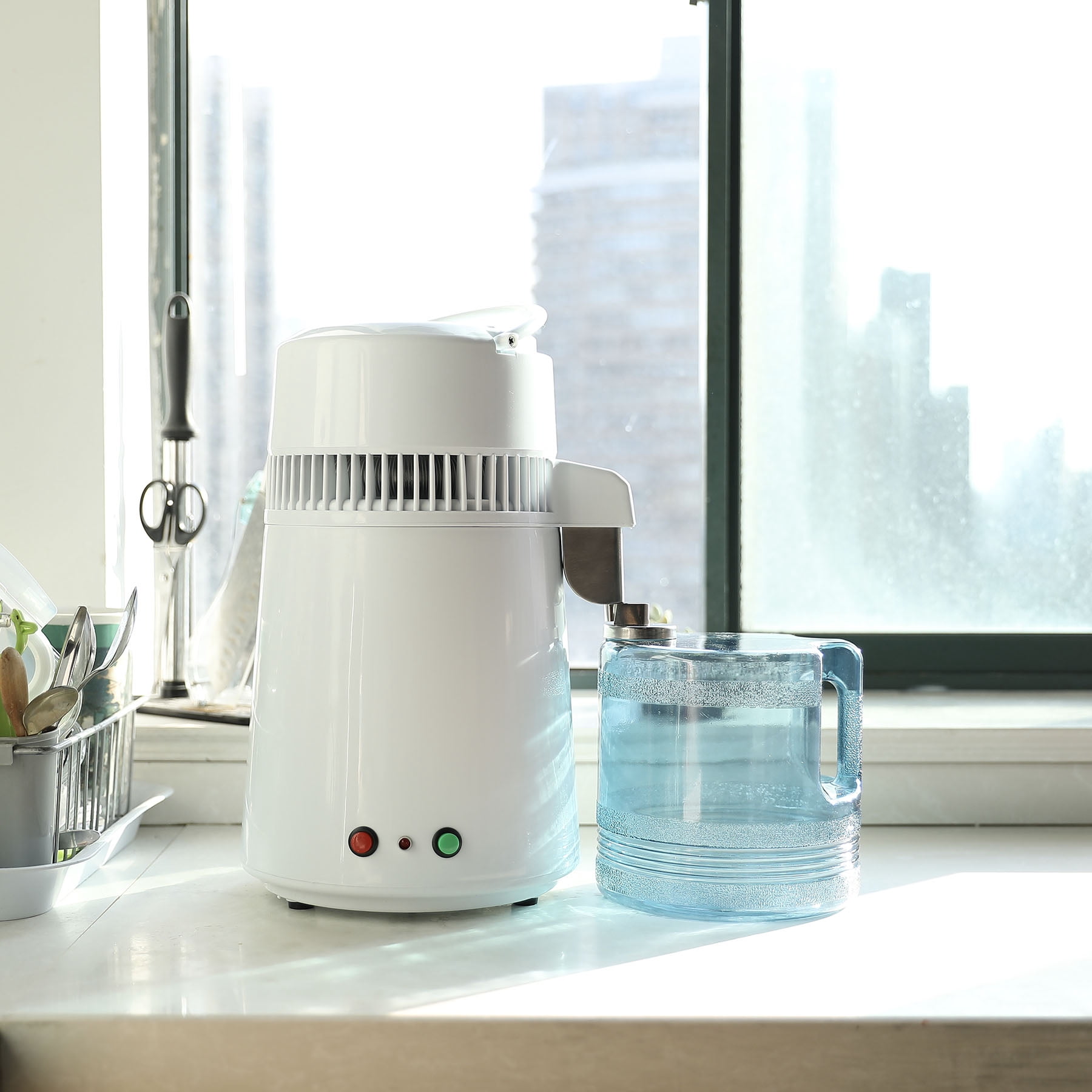 Water Purifier for Home,4L Home Water Distiller 750W 1.5L/H Stainless Steel Interior