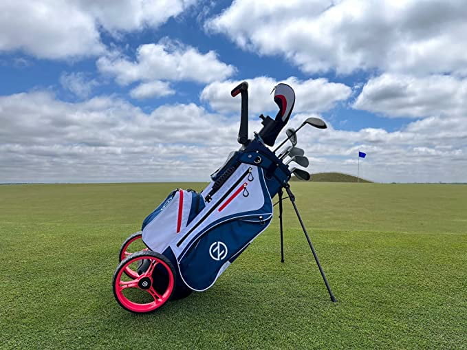 Zero Friction Wheel Pro Push Cart and Stand Bag, Navy