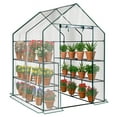 thumbnail image 2 of 56" x 56" x 77" Mini Walk-in Greenhouse with PVC Cover, 8-Shelf Indoor Outdoor Plant Gardening Green House for Garden Backyard, Transparent, 2 of 14