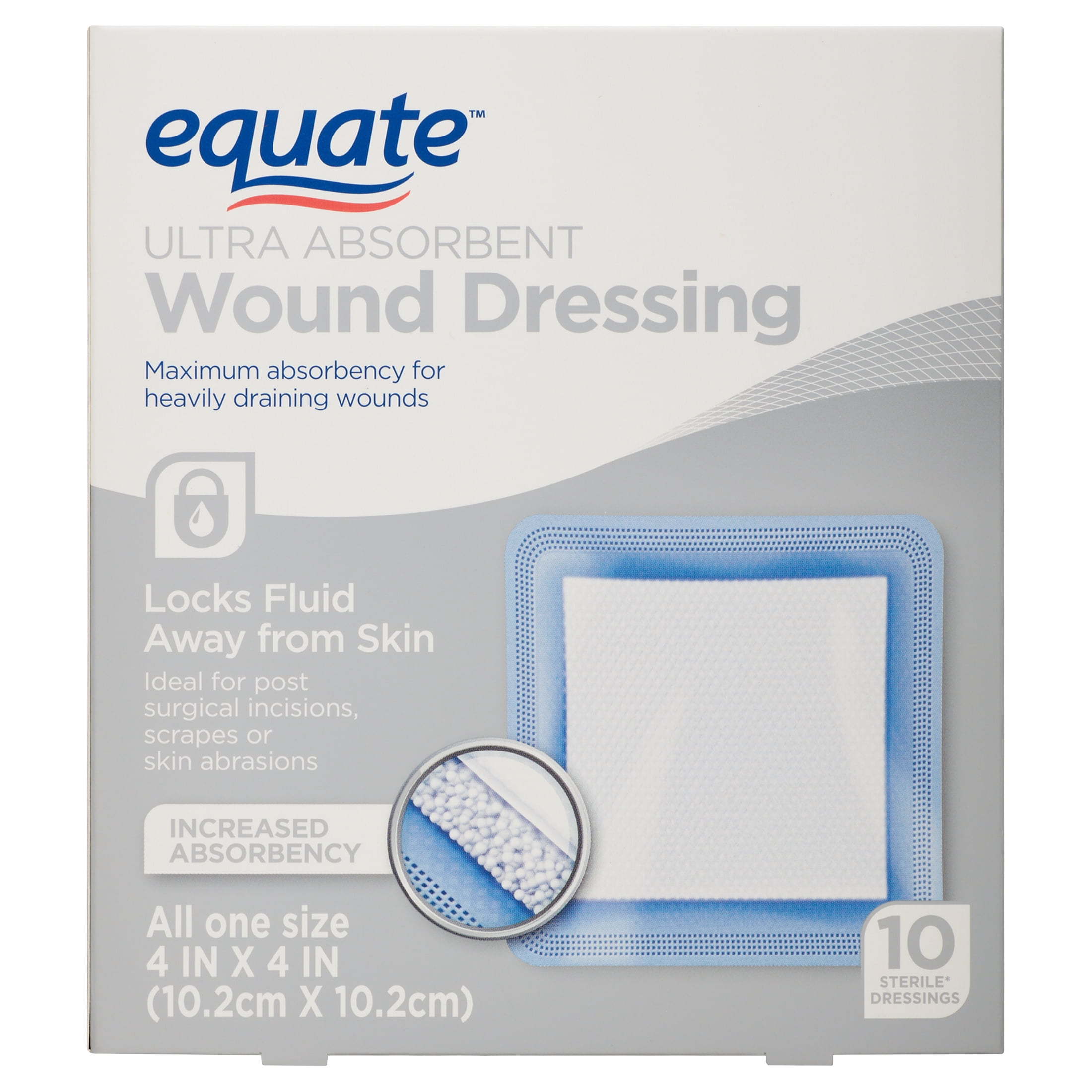 Equate Ultra Absorbent Wound Dressing, 10 Count
