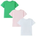 thumbnail image 5 of HILEELANG Toddler Girls' Short Ruffle Sleeve Tees Cotton Casual Crewneck Summer Top T-Shirts Green Cloud White Pink 3 Packs Sets 5T, 5 of 5