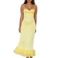 thumbnail image 2 of Biekopu Women's Summer Bodycon Long Dress,Spaghetti Strap Solid Color Ruffle Hem Zip Back Midi Dress, 2 of 9