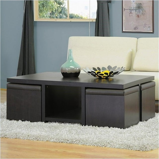 Bowery Hill Ensemble Table et Tabouret avec Rangement Caché en Brun Foncé