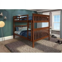 PD-123-3E Full Size Mission Bunkbed with Slat-Kits Mattress Ready - Light Espresso