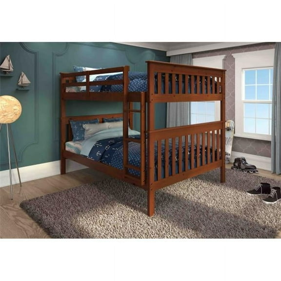 PD-123-3E Full Size Mission Bunkbed with Slat-Kits Mattress Ready - Light Espresso
