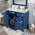thumbnail image 2 of Spaco 36" Luxury Elegant Bathroom Vanity with Ceramic Sink and Soft Closing Doors, Modern Wood Vanity with 1 Adjustable Shelf and 4 Durable Smooth Soft-close Drawers for Indoor, Blue, 2 of 20