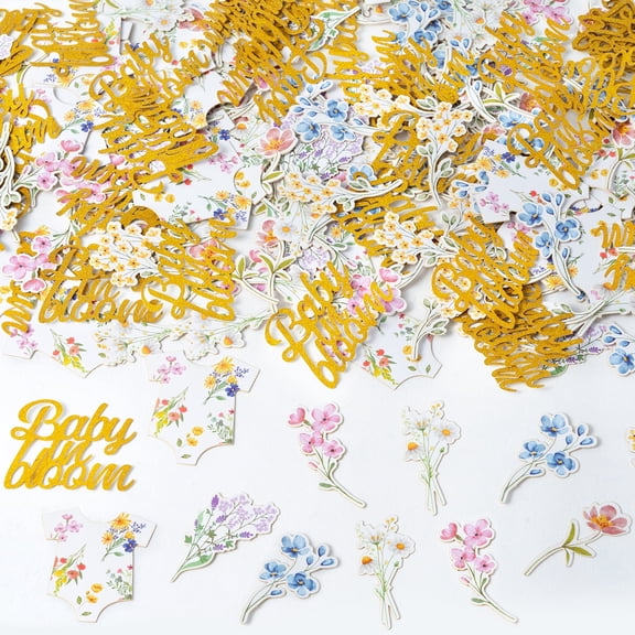 2ooya Wildflower Baby Shower Table Confetti, 300 Pieces Flower Stickers for Bridal Wedding Decor