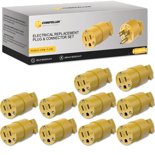 Extremos de cable de extensión, kit hembra, conector de repuesto, 15 A, 125 V