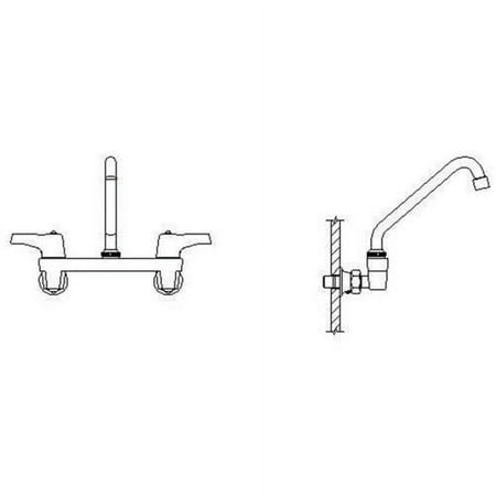 Delta 28C4433 Commercial Ceramic Disc Wallmount Kitchen Faucet with Tubular Swing Spout and Vandal Resistant Lever Blade Handles, Chrome