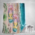 thumbnail image 5 of Shower Curtains for Bathroom-60"x72",Summer Beach Starfish Flip Flops Waterproof Bath Curtain Grommet Shower Curtain Set with Hooks,Ocean Scenery Leaf Shell Washable Bath Accessories, 5 of 7