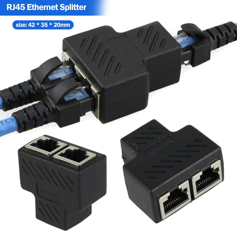 ZTOO Ethernet Splitter LAN Adapter Network Connector RJ45 1 to 2 Ports  Coupler Adapter 1 to 2 Ways Network Extender Socket Connector 
