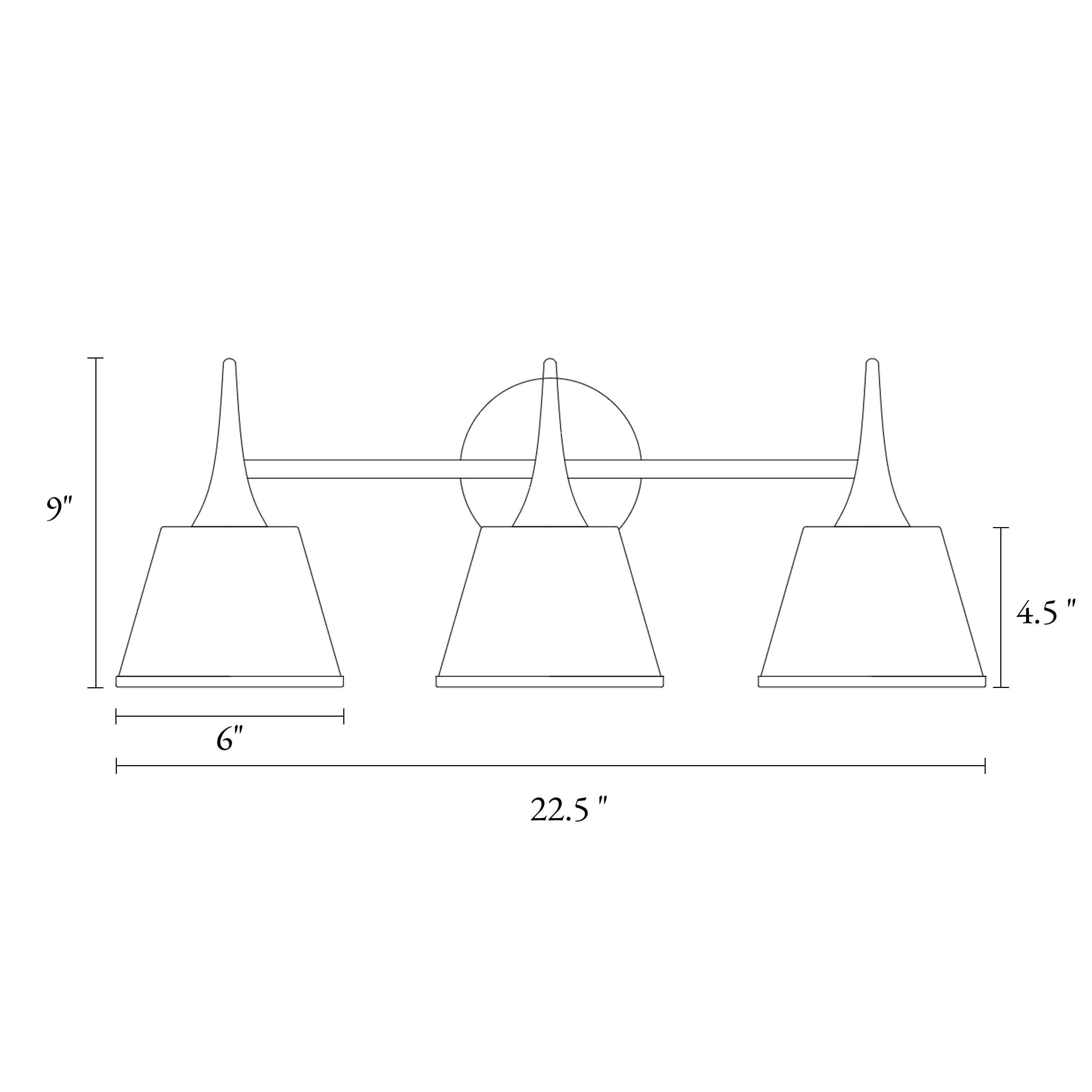 LNC White & Gold 3-Light Bathroom Vanity Light with Cone Shades, Dimmable, 22.5" W